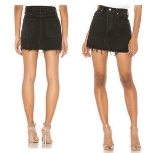 Agolde Quinn High Rise Black Denim Skirt